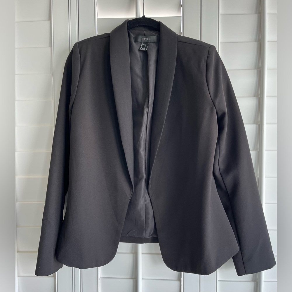 FOREVER 21 Black Long Sleeve Blazer Classic Suit Jacket Size Small